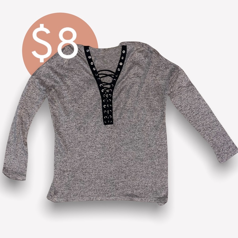 Long Sleeve V-Neck Blouse - THE $8.00 SHOP